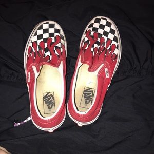 checkered and red vans